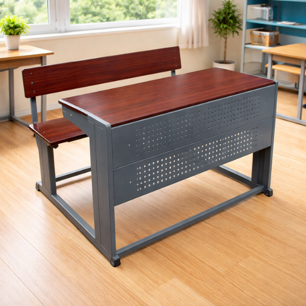 Apex Series Dual-Student Integrated Classroom Desk & Bench Set